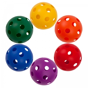 Plastic Softball Assorted Colored Set,set Of Six Balls: One Of Each In Red, Orange, Yellow, Green, Blue And Purple