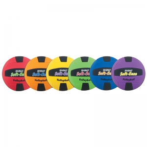 Rhino Softeeze Volleyball Set,set Of Six: One Of Each In Red/black, Orange/black, Yellow/black, Green/black, Royal Blue/black, Purple/black