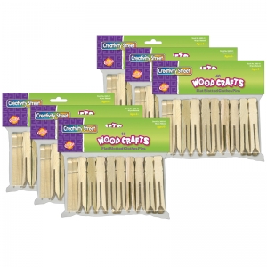 (6 PK) WOOD FLAT SLOTTED CLOTHESPIN 40 PER PK NATURAL