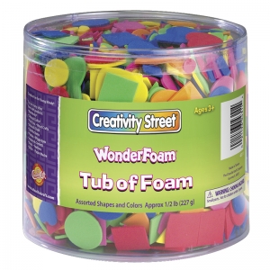 Creativity Street Wonderfoam Craft Tub, Foam Shapes, Assorted Sizes, 1/2 Lb.