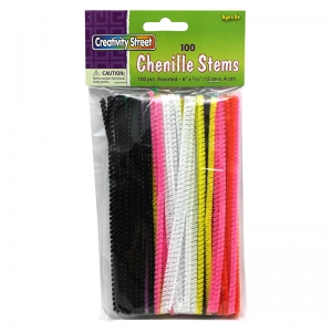 Regular Stems, Assorted Colors, 6" x 4 mm, 100 Count