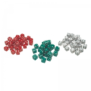 Red Green & White Dot Dice 36/pk 