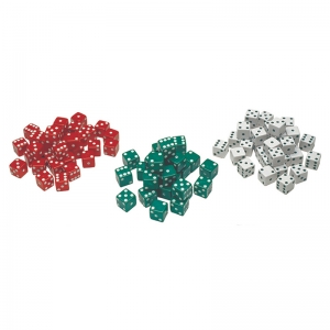 (3 Pk) Red Green & White Dot Dice