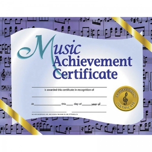 Music Achievement 30/pk 8.5 X 11 Certificates