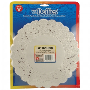 Round Paper Lace Doilies, White, 8", Pack of 100