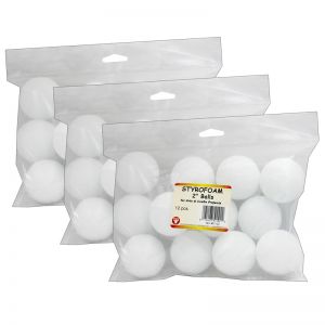 (3 PK) CRAFT FOAM 2IN BALLS 12 PER PK