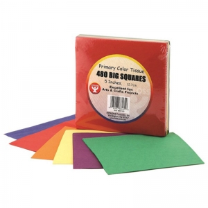 Tissue Squares, 5", Primary Colors, Pack of 480