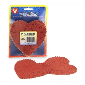 Heart Doilies, Red, 4", Pack of 100