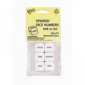 Spanish Number Dice Set Of 6 Pcs 