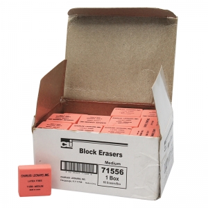 Eraser  Synthetic, Latex Free, Block Shape, Medium, Pink, 60/box