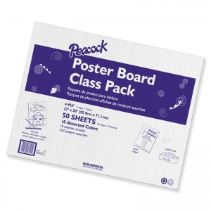 Poster Board Class Pack, 10 Assorted Colors, 22" x 28", 50 Sheets