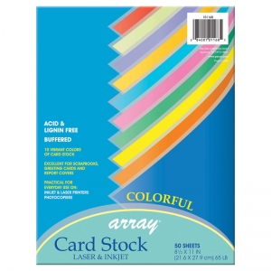 Colorful Card Stock, 10 Assorted Colors, 8-1/2" x 11", 50 Sheets