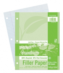 (6 PK) ECOLOGY RECYCLED FILLER PAPER 150SH 9/32IN COLLEGE RULED