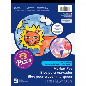 Marker Pad, White, 9" x 12", 40 Sheets