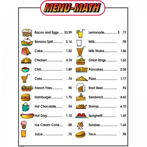 Menu Math for Beginners, 6 Extra Price Lists