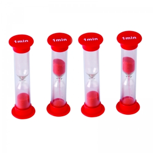 1 Minute Sand Timers - Small, Red, Pack of 4