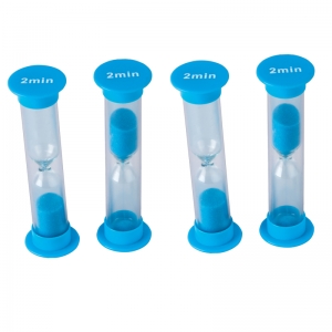 2 Minute Sand Timers - Small, Blue, Pack of 4