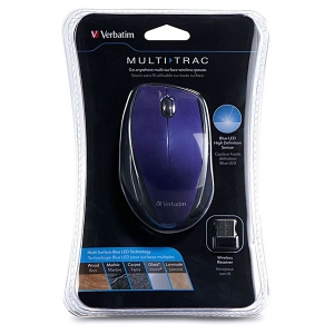 Verbatim Wireless Multi-Trac Notebook Blue LED Mouse - Purple