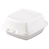 Foam Hinged Lid Containers, 6 x 5.78 x 3, White, 500/Carton