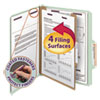 Pressboard Classification Folders with SafeSHIELD Coated Fasteners, 2/5 Cut, 1 Divider, Letter Size, Gray-Green, 10/Box