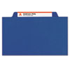 Six-Section Pressboard Top Tab Classification Folders with SafeSHIELD Fasteners, 2 Dividers, Letter Size, Dark Blue, 10/Box