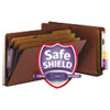 End Tab Pressboard Classification Folders with SafeSHIELD Coated Fasteners, 3 Dividers, Legal Size, Red, 10/Box