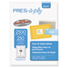 Labels, Laser Printers, 2 x 4, White, 10/Sheet, 250 Sheets/Box