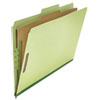 Four-Section Pressboard Classification Folders, 1 Divider, Legal Size, Green, 10/Box