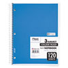 Spiral Notebook, 3 Subjects, Medium/College Rule, Assorted Color Covers, 11 x 8, 120 Sheets