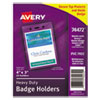 Secure Top Heavy-Duty Badge Holders, Vertical, 3w x 4h, Clear, 25/Pack