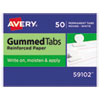 Gummed Reinforced Index Tabs, 1/12-Cut Tabs, White, 0.5