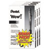 WOW! Ballpoint Pen Value Pack, Retractable, Medium 1 mm, Black Ink, Black Barrel, 36/Pack