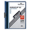 Vinyl DuraClip Report Cover, Letter, Holds 60 Pages, Clear/Dark Blue, 25/Box