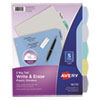 Write and Erase Big Tab Durable Plastic Dividers, 3-Hold Punched, 5-Tab, 11 x 8.5, Assorted, 1 Set