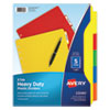 Heavy-Duty Plastic Dividers with Multicolor Tabs and White Labels , 5-Tab, 11 x 8.5, Assorted, 1 Set