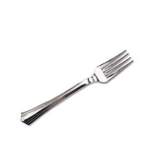 Reflections Heavyweight Plastic Utensils, Fork, Silver, 80/Box