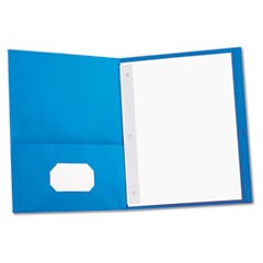 Two-Pocket Portfolios with Tang Fasteners, 11 x 8 1/2, Light Blue, 25/Box