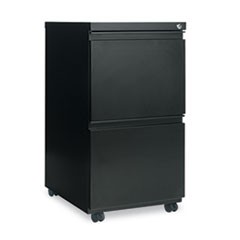 Two-Drawer Metal Pedestal File with Full-Length Pull, 14.96w x 19.29d x 27.75h, Black