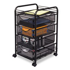 Onyx Mesh Mobile File With Four Supply Drawers, 15.75w x 17d x 27h, Black