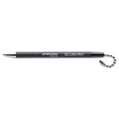 Secure-A-Pen Antimicrobial Ballpoint Replacement Counter Pen, Medium 1 mm, Black Ink, Black
