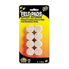 Scratch Guard Felt Pads, 1" dia, Circular, Beige, 16/Pack