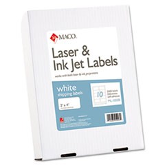 MACO 2" x 4" Laser/Inkjet White Shipping Labels (10 Labels/Sheet) (250 Sheets/Box) (Interchangeable with Avery# 5963)