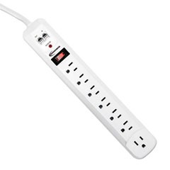 Surge Protector, 7 AC Outlets, 4 ft Cord, 1,080 J, White