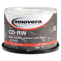 CD-RW Rewritable Disc, 700 MB/80 min, 12x, Spindle, Silver, 50/Pack