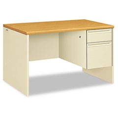 38000 Series Right Pedestal Desk, 48" x 30" x 29.5", Harvest/Putty