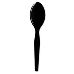 Plastic Cutlery, Heavy Mediumweight Teaspoons, Black, 1,000/Carton