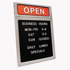 Message/Business Hours Sign, 15 x 20.5, Black/Red