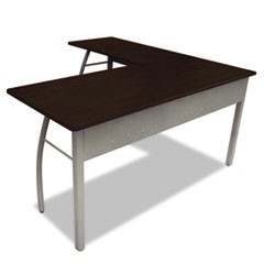 Trento Line L-Shaped Desk, 59.13" x 59.13" x 29.5", Mocha/Gray