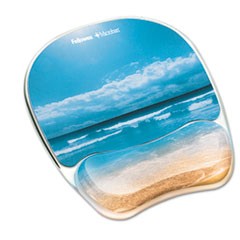 Gel Mouse Pad w/Wrist Rest, Photo, 7 7/8 x 9 1/4, Sandy Beach