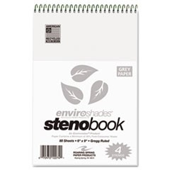 Enviroshades Steno Notebook, Gregg Rule, 6 x 9, Gray, 80 Sheets, 4/Pack